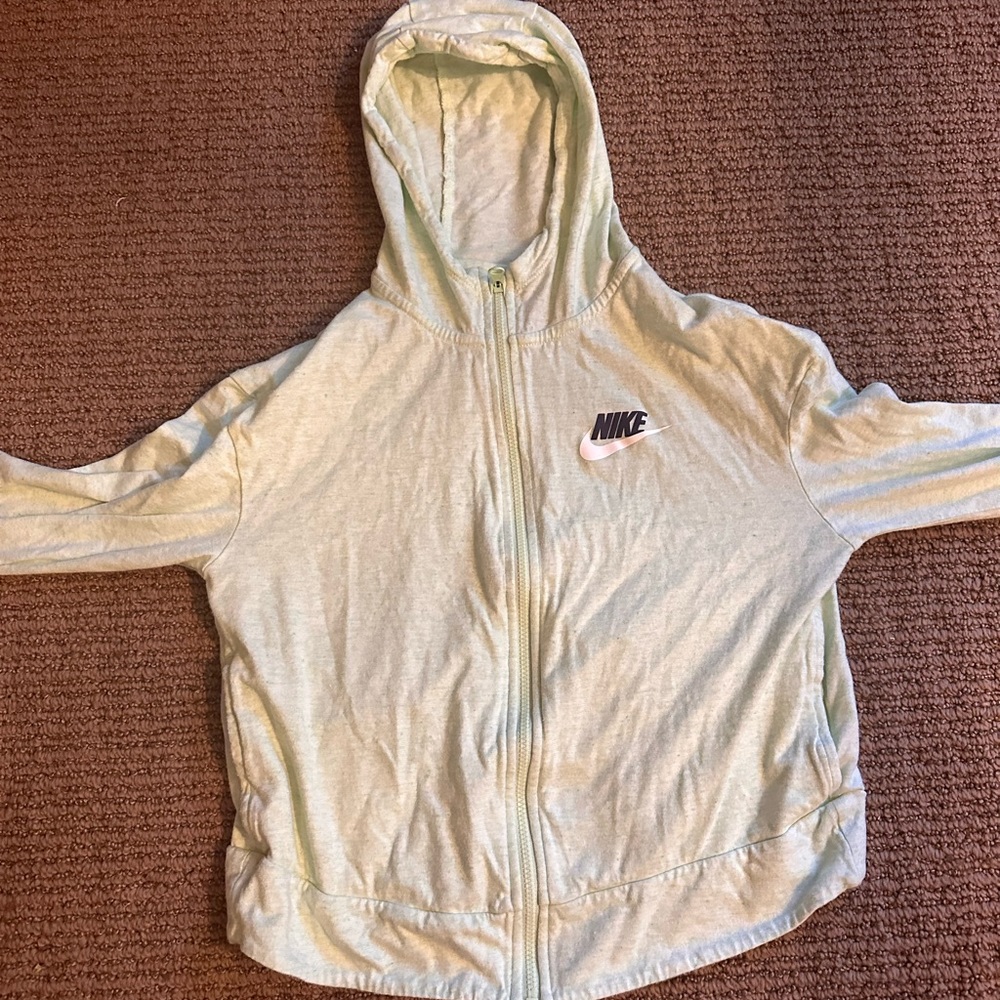 Hoodie zipper Nike minty, green size girl medium good shape